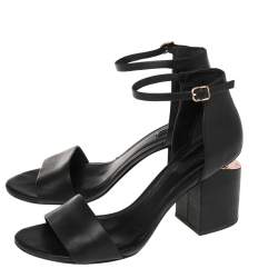 Alexander Wang Black Leather Block Heel Abby Sandals Size 40.5