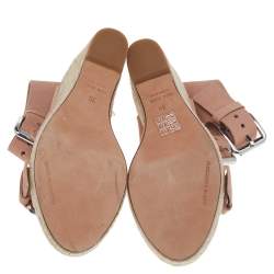 Alexander Wang Beige Leather Buckle Ankle Cuff Espadrille Sandals Size 39