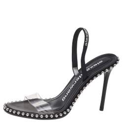 Pre Owned Alexander Wang Black PVC Studded Slingback Nova Sandals Size 38.5