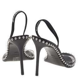Pre Owned Alexander Wang Black PVC Studded Slingback Nova Sandals Size 38.5