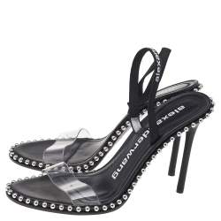 Pre Owned Alexander Wang Black PVC Studded Slingback Nova Sandals Size 38.5