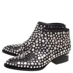 Pre Owned حذاء بوت كاحل أليكساندر وانغ "غابي" مرصع جلد أسود مقاس 36.5
