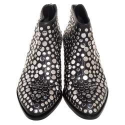 Pre Owned حذاء بوت كاحل أليكساندر وانغ "غابي" مرصع جلد أسود مقاس 36.5