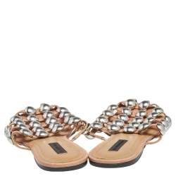 Alexander Wang Brown Leather Amelia Studded Flat Slides Size 37