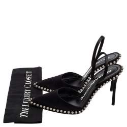 Alexander Wang Black Satin Rina Pointed-Toe Sandals Size 38