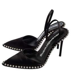 Alexander Wang Black Satin Rina Pointed-Toe Sandals Size 38