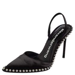 Alexander Wang Black Satin Rina Pointed-Toe Sandals Size 38