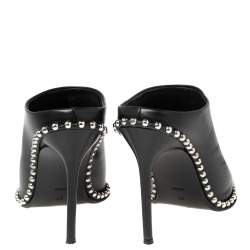 Alexander Wang Black Leather Eri Studded Mules Size 37