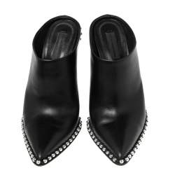 Alexander Wang Black Leather Eri Studded Mules Size 37