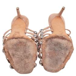 Pre Owned Alexander Wang Nude Suede Sadie Studded Caged Mule Sandals Size 38