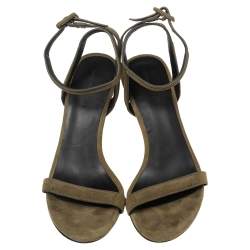 Alexander Wang Olive Green Suede Antonia Ankle-Strap Sandals Size 38