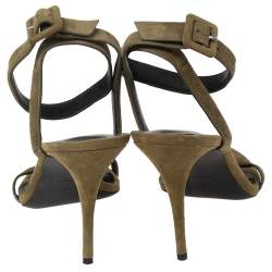 Alexander Wang Olive Green Suede Antonia Ankle-Strap Sandals Size 38
