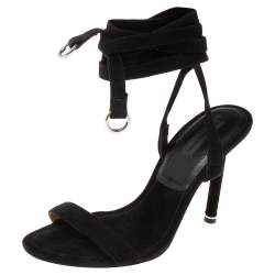 Alexander Wang Black Suede  Ankle Wrap Sandals Size 38