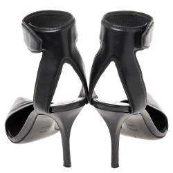 Pre Owned Alexander Wang Black Leather Lovisa Ankle Strap Sandals Size 38.5