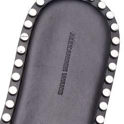 Alexander Wang Black Leather Studded Flat Slides Size 37.5