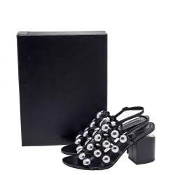 مملوكة مسبقًا Alexander Wang Black Leather Dome Studded Nadia Sandals Size 39.5