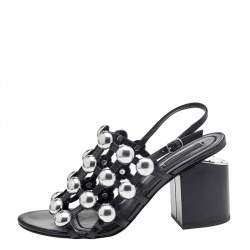 مملوكة مسبقًا Alexander Wang Black Leather Dome Studded Nadia Sandals Size 39.5