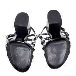 مملوكة مسبقًا Alexander Wang Black Leather Dome Studded Nadia Sandals Size 39.5