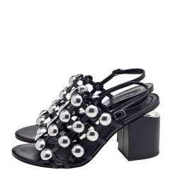 مملوكة مسبقًا Alexander Wang Black Leather Dome Studded Nadia Sandals Size 39.5