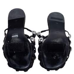 Alexander Wang Black Leather Amelia Studded Flat Slides Size 38