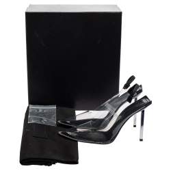 Pre Owned صندل أليكساندر وانغ بي في سي مارلو شفاف أسود مزخرف بحزام للكاحل مقاس 38.5