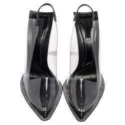 Pre Owned صندل أليكساندر وانغ بي في سي مارلو شفاف أسود مزخرف بحزام للكاحل مقاس 38.5