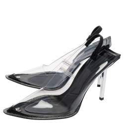 Pre Owned صندل أليكساندر وانغ بي في سي مارلو شفاف أسود مزخرف بحزام للكاحل مقاس 38.5