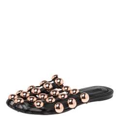 Alexander Wang Black Leather Amelia Studded Flat Mules Size 37