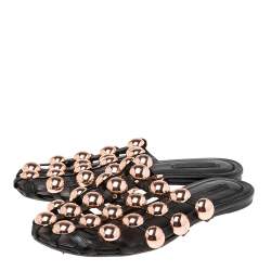 Alexander Wang Black Leather Amelia Studded Flat Mules Size 37
