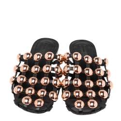 Alexander Wang Black Leather Amelia Studded Flat Mules Size 37