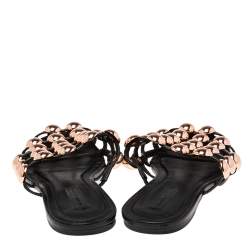 Alexander Wang Black Leather Amelia Studded Flat Mules Size 37