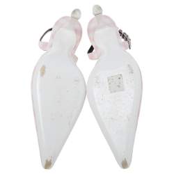 Alexander Wang Pink/White Gingham Print Leather Grace Slingback Sandals Size 39