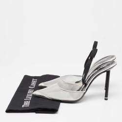 Alexander Wang Silver Mesh and Leather Alix Slingback Pumps Size 39
