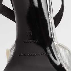 Alexander Wang Silver Mesh and Leather Alix Slingback Pumps Size 39
