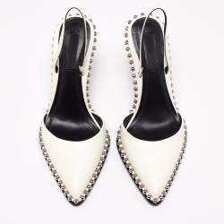 Pre Owned صندل أليكساندر وانغ رينا نوفا جلد أبيض حزام للكاحل مرصع مقاس 36