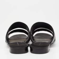 Pre Owned Alexander Wang Black Leather Zip Detail Flat Sandals Size 37