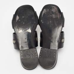 Pre Owned Alexander Wang Black Leather Zip Detail Flat Sandals Size 37