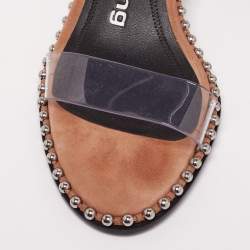 Alexander Wang Beige Suede and PVC Studded Slingback Nova Sandals Size 38