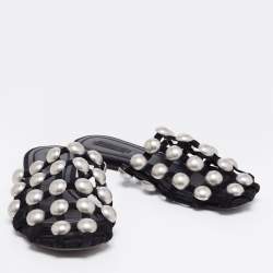 Alexander Wang Black Suede Amelia Studded Flat Slides Size 38