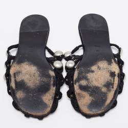 Alexander Wang Black Suede Amelia Studded Flat Slides Size 38