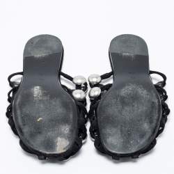 Alexander Wang Black Suede Amelia Studded Flat Slide Sandals Size 35