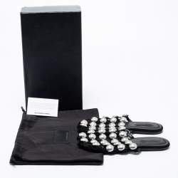 Alexander Wang Black Suede Amelia Studded Flat Slide Sandals Size 35