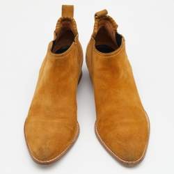 Alexander Wang Mustard Suede Cut Out Kori Ankle Booties Size 38