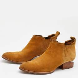 Alexander Wang Mustard Suede Cut Out Kori Ankle Booties Size 38