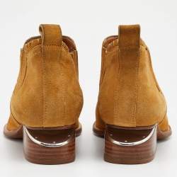 Alexander Wang Mustard Suede Cut Out Kori Ankle Booties Size 38