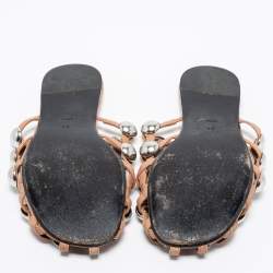 Alexander Wang Beige Leather Amelia Studded Flat Slides Size 37 