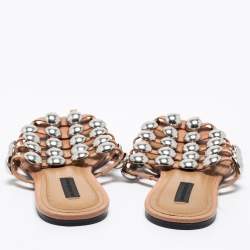 Alexander Wang Beige Leather Amelia Studded Flat Slides Size 37 