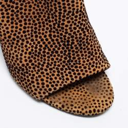 Alexander Wang Brown/Black Animal Print Suede Avery Block Heel Mules Size 38