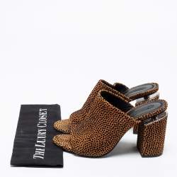 Alexander Wang Brown/Black Animal Print Suede Avery Block Heel Mules Size 38