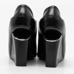 مملوكة مسبقًا حذاء كعب عالي أليكساندر وانغ ألا جلد أسود كعب روكي مقدمة مفتوحة مقاس 38